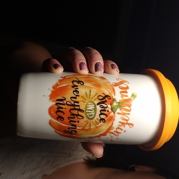 Porcelain 12 oz Pumpkin fall travel mug - Picture 5 of 5
